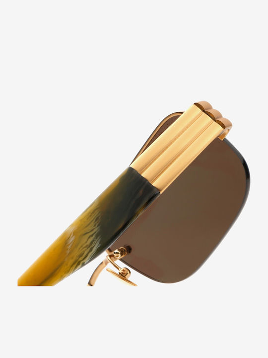 Projekt Produkt Men's Sunglasses with Gold Metal Frame and Gold Lens 476428