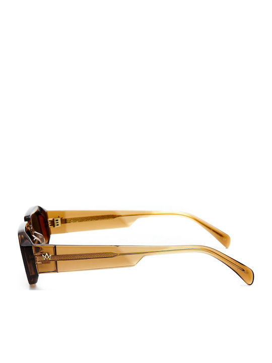 Am Eyewear Herren Sonnenbrillen mit Braun Horn umrandetem Rahmen und Transparenten Gläsern 468799
