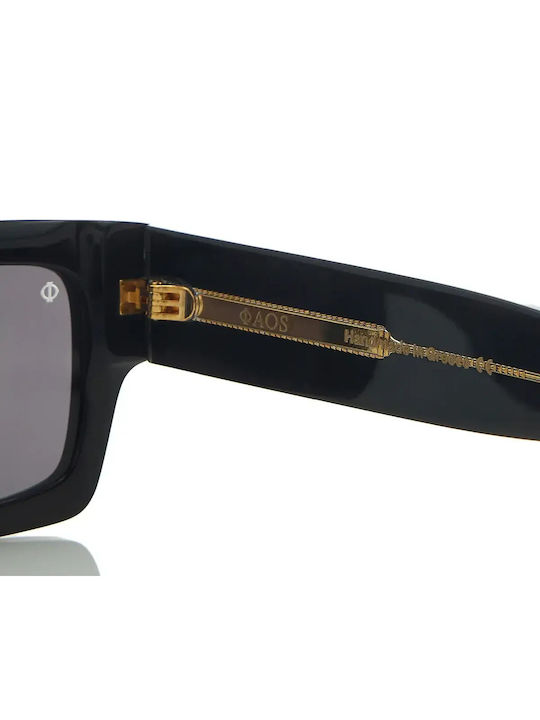 Faos Men's Sunglasses with Black Plastic Frame and Black Lens 474303