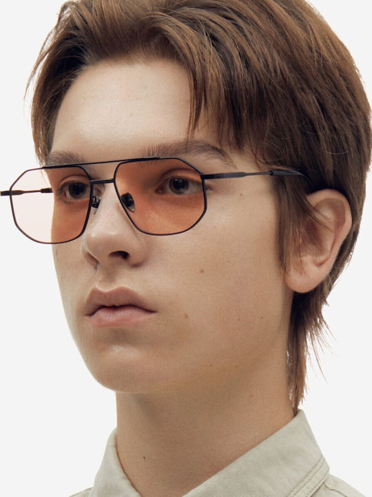 Projekt Produkt Sunglasses Μαύρα with Metal Frame & Gold Lens