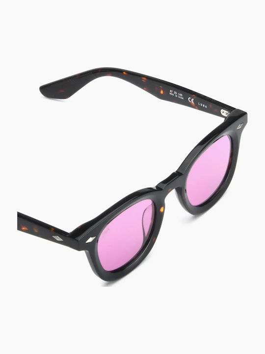 Akila Men's Sunglasses with Brown Tartaruga Plastic Frame and Black Lens 424820