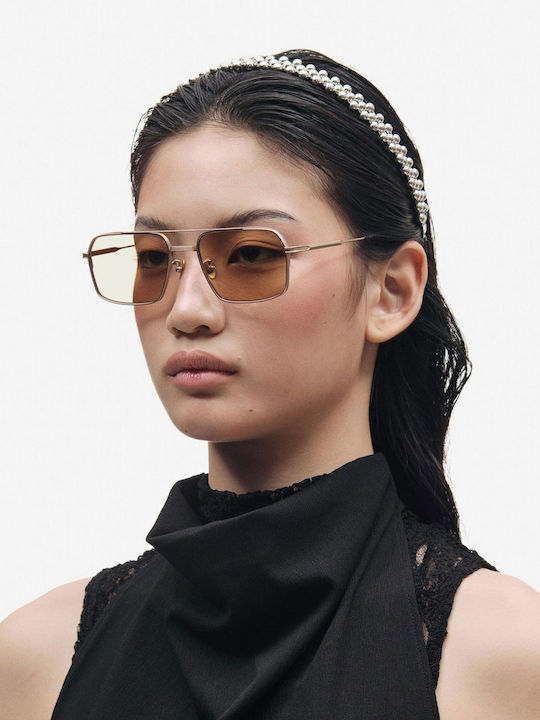 Projekt Produkt Unisex Sunglasses with Gold Metal Frame and Gold Lens 498708
