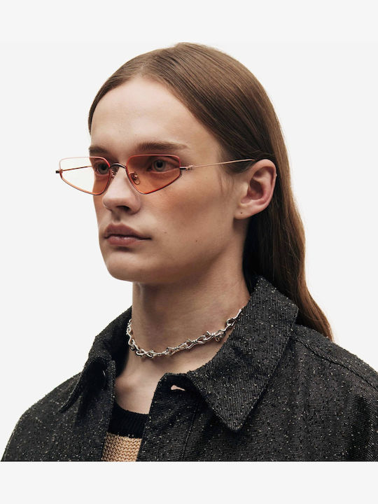 Projekt Produkt Women's Sunglasses with Rose Gold Metal Frame and Pink Lens 498715