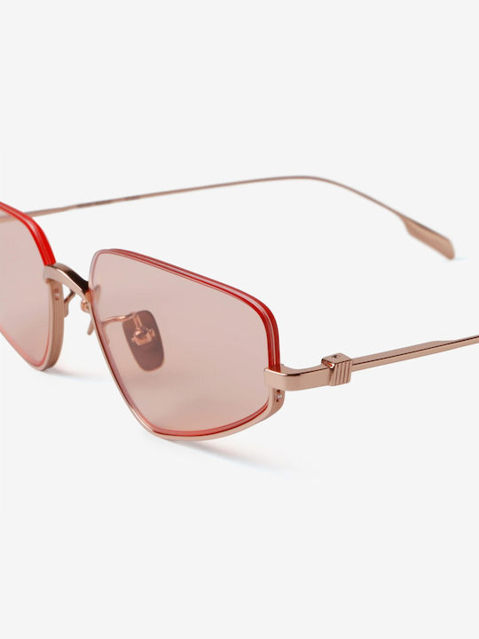 Projekt Produkt Women's Sunglasses with Rose Gold Metal Frame and Pink Lens 498715