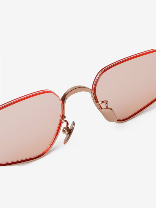 Projekt Produkt Women's Sunglasses with Rose Gold Metal Frame and Pink Lens 498715