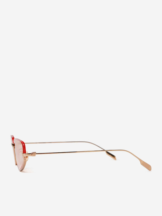 Projekt Produkt Women's Sunglasses with Rose Gold Metal Frame and Pink Lens 498715
