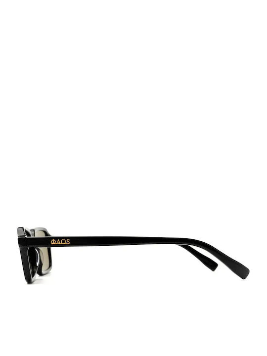 Faos Unisex Sonnenbrillen mit Schwarzem Rahmen und Grüner Linse 1235706