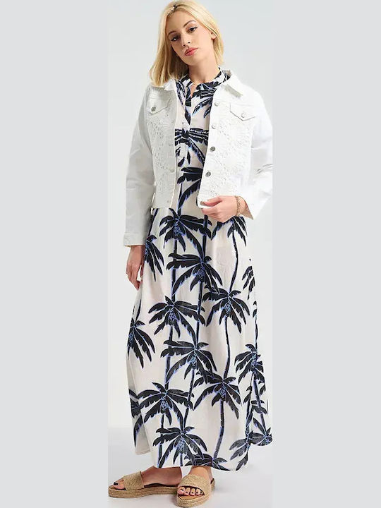 Damen Jean Jacke Weiß