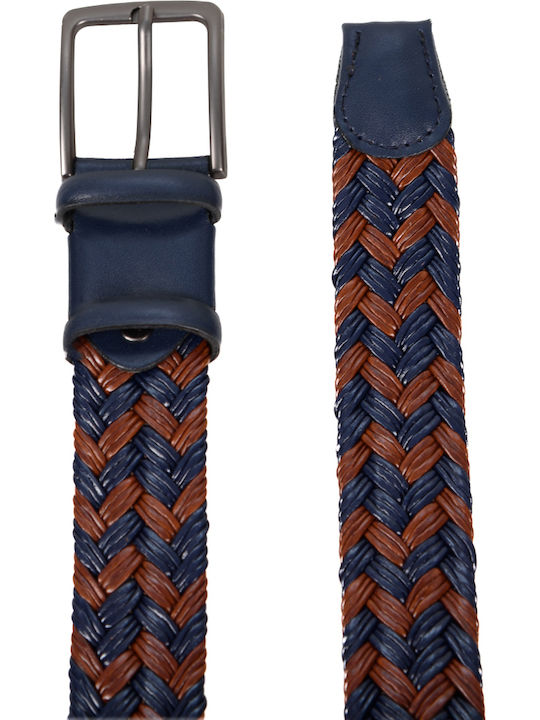 Men's Leather Knitted Blue Belt