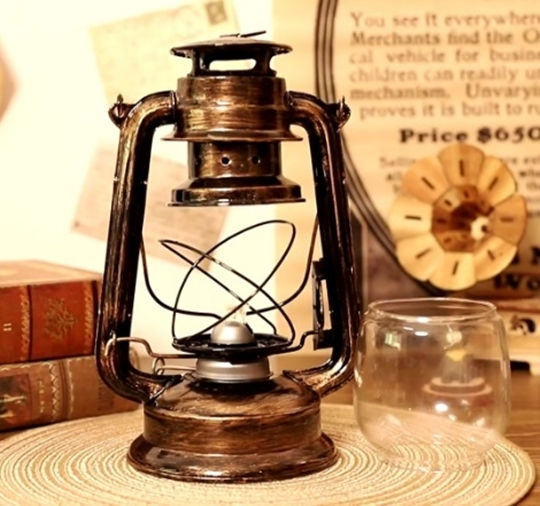 Set Copper Classic Kerosene Lamp 25 Cm Height 2 Pcs X 0.8l Kerosene