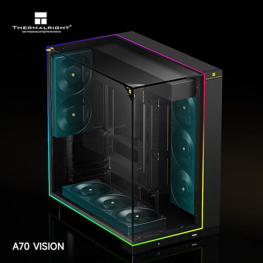 Thermalright Vision TR-A70 Gaming Midi Tower Кутия за Компютър с Страничен Прозорец и ARGB Осветление Черна