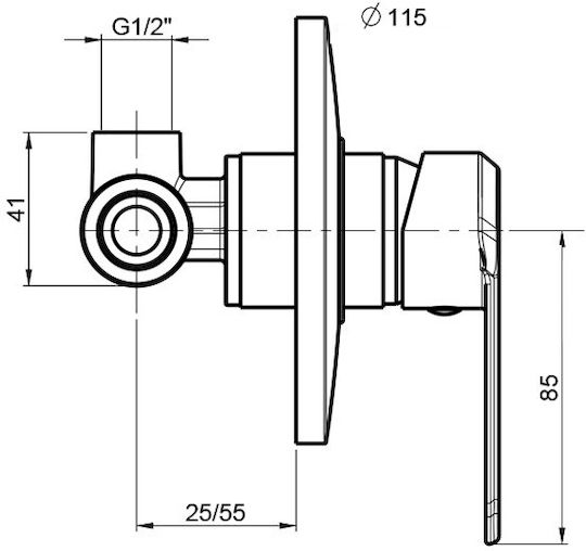 Piccadilly Built-in Mixer & Supply Set for Shower Silver Piccadilly Built-in Mixer & Supply Set for Shower Silver