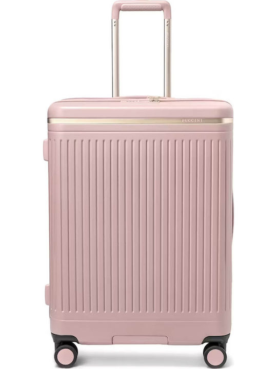Puccini Βαλίτσα Ταξιδίου Καμπίνας Σκληρή Pink με 4 Ρόδες Ύψους 26εκ.