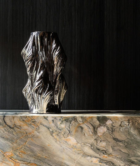 Βάζο Κεραμικό Ασημί 20xΥ28.5cm