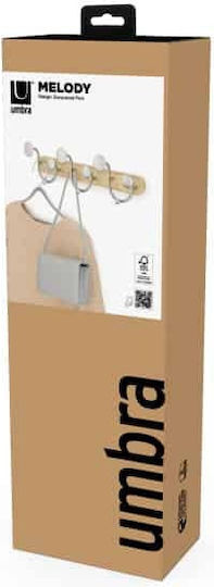 Umbra Wall Hanger Melody Wooden 8 Hooks Beige