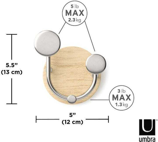 Umbra Wall Hanger Melody Wooden 8 Hooks Beige