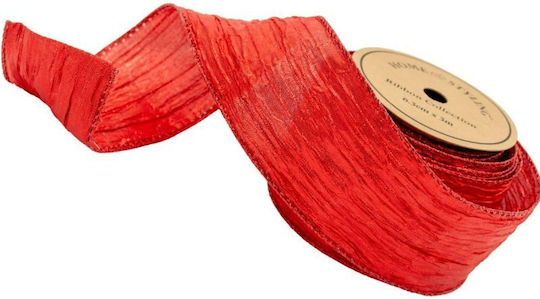 Crimped Ribbon 6.3cmx3m Red Red