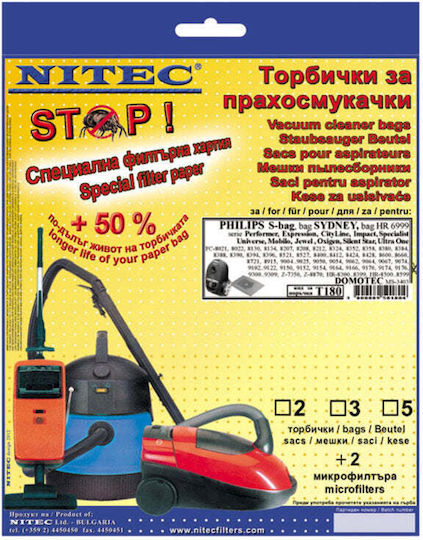 Nitec Staubsaugerbeutel 5 Stück Kompatibel mit Staubsauger Philips