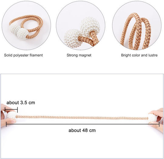 Magnetic Fabric Gold Tie-Back 2 Pieces
