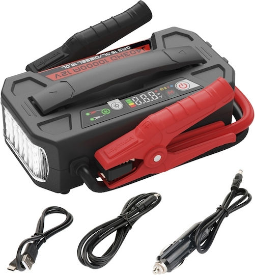 Lokithor J403HD Φορητός Εκκινητής Μπαταρίας Αυτοκινήτου 64000mAh με Power Bank / USB / Φακό 12V