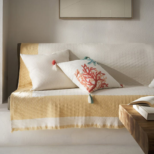 Gofis Home Solenne Покривка За Фотьойл Плетена 180x175см Sun Yellow