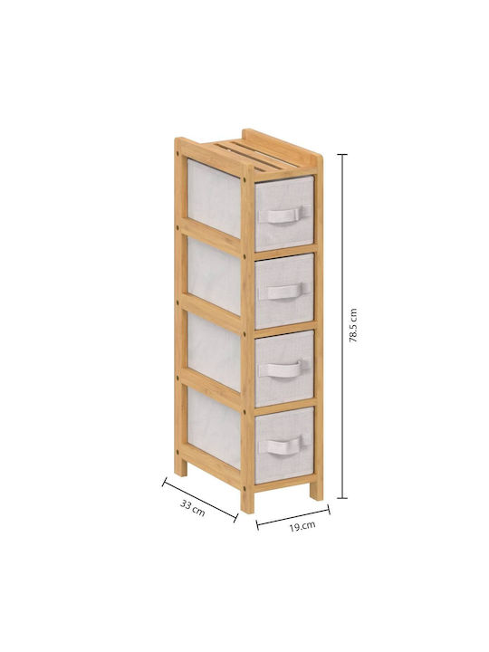Storage Drawers F-v Tidy Made of Wood & Fabric with 4 Drawers L33xW19xH78.5cm