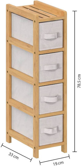 Storage Drawers F-v Tidy Made of Wood & Fabric with 4 Drawers L33xW19xH78.5cm