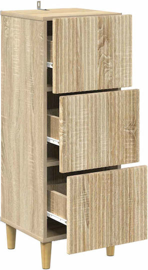 Sertar De Depozitare Din Lemn Cu 3 Sertare M33xL34.5xÎ90cm