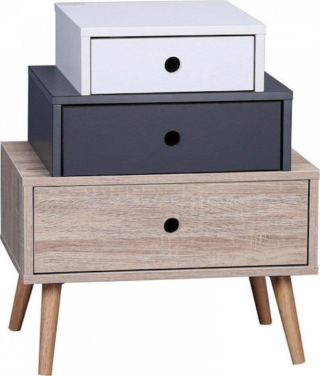 Sertar de depozitare Earth cu 3 sertare Alb / Gri L52xW36xH62buc
