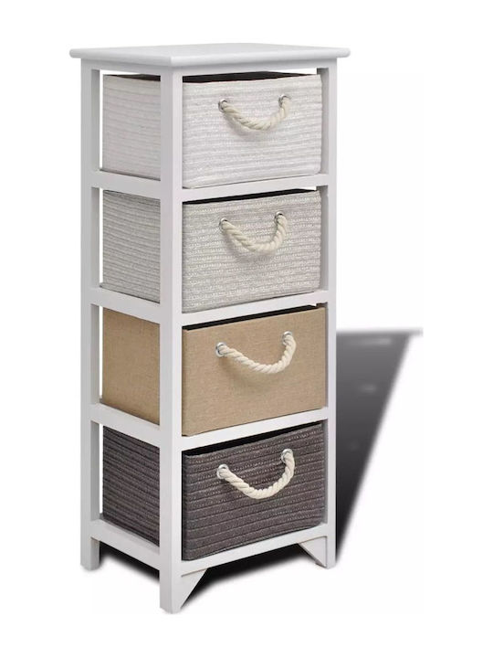 Drawers Storage Made of Wood & Fabric with 4 Drawers Colorful L35xW27xH86cm