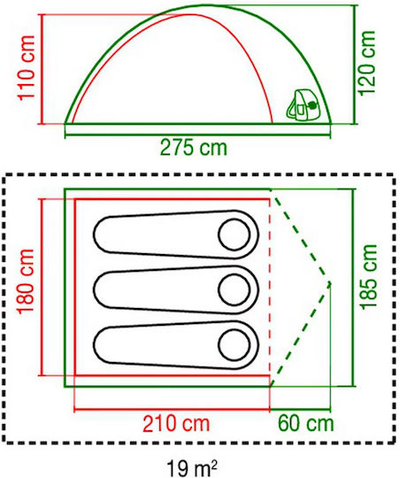 Coleman Sommer Campingzelt Igloo Beiges für 3 Personen 180x180x120cm