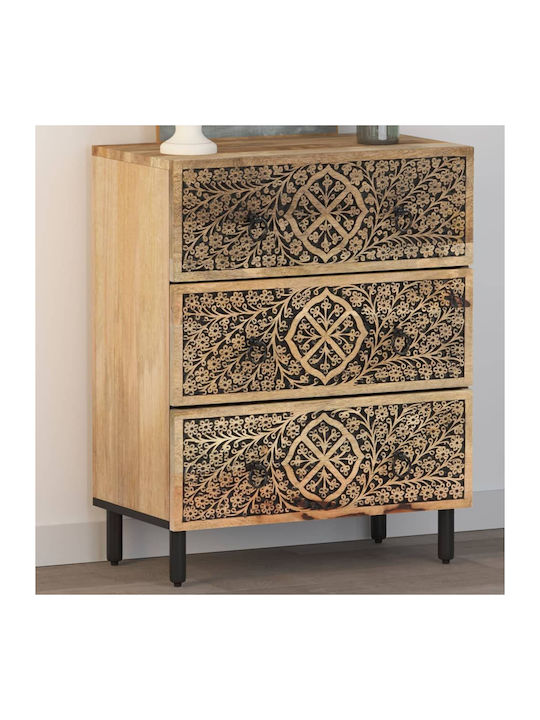 Cabinet Storage Made of Metal & Wood with 3 Drawers L60xW33xH75cm
