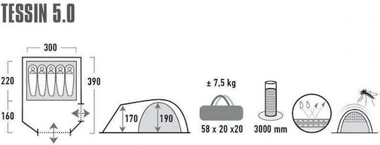 High Peak Tessin 5 Cort Camping Gri Pentru 4 Anotimpuri
