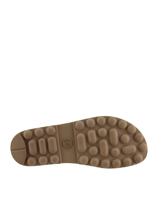 Lorena Leather Women's Flat Sandals Anatomic with Strap in Brown Color