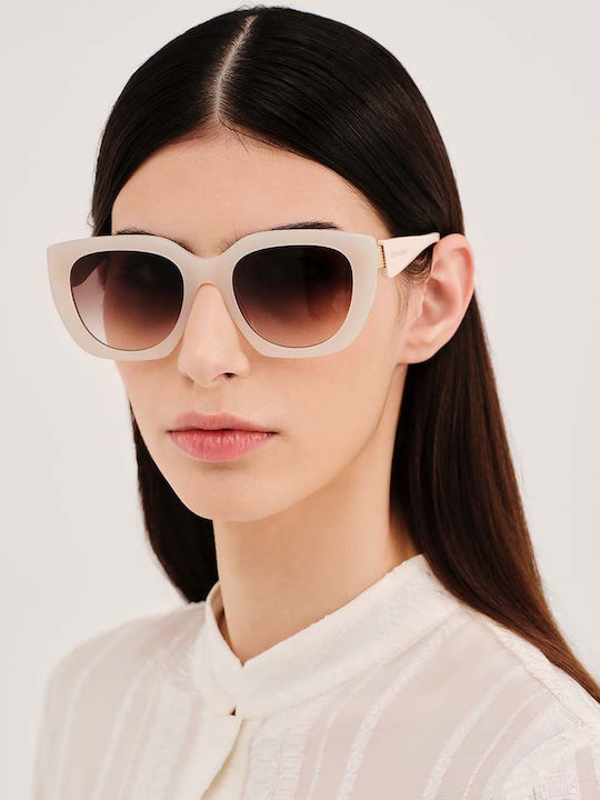 Zeus & Dione Unisex Γυαλιά Ηλίου με Λευκό Κοκκάλινο Σκελετό και Καφέ Ντεγκραντέ Φακό MILOS C4