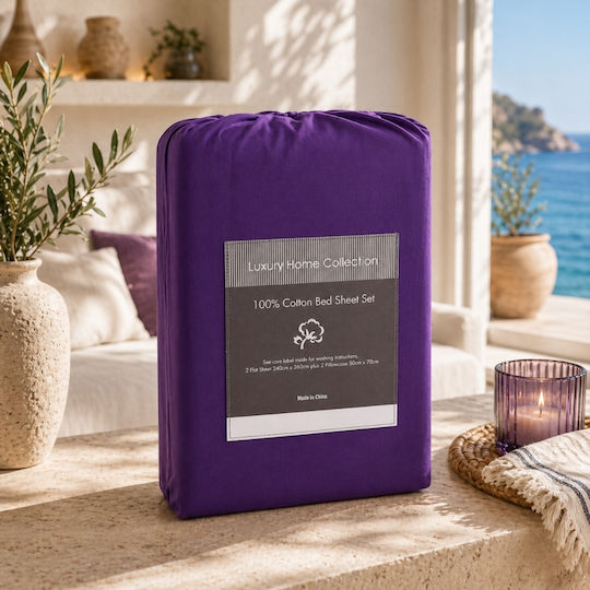 Oxford Home Σετ Υπέρδιπλο 4τμχ 240x260εκ. Μωβ Λιλά