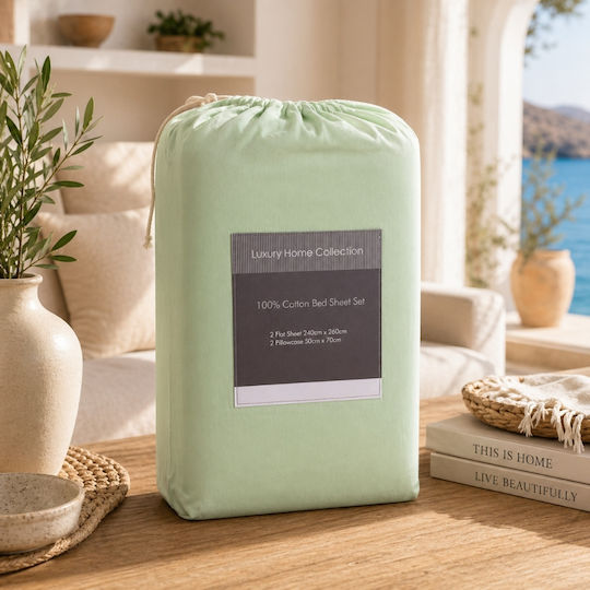 Oxford Home Σετ Υπέρδιπλο 4τμχ 240x260εκ. Ροζ Μέντα