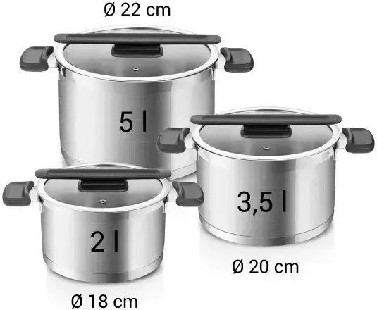 Tescoma Compact Stainless Steel Pots Set 3 Pieces