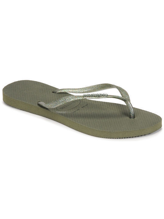 Slim Logo Metallic Flip Flops In Khaki Colour 4119875-0869