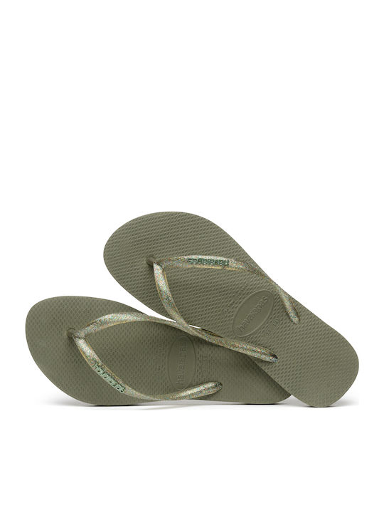 Slim Logo Metallic Flip Flops In Khaki Colour 4119875-0869