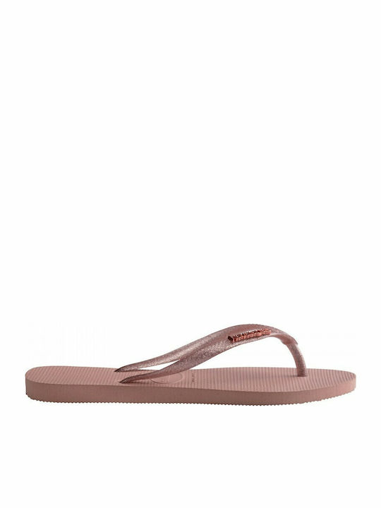 Дамски Чехли Slim Logo Metallic в Розов Цвят