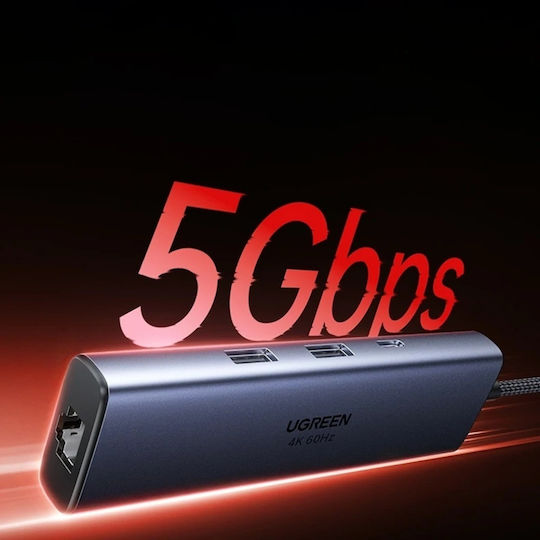 Ugreen CM512 USB-C Dockingstation mit DisplayPort 4K PowerDelivery Ethernet Grau