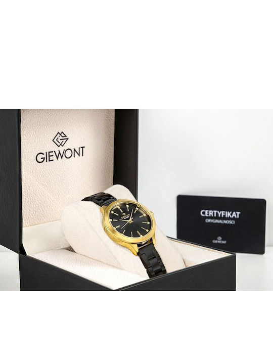 Giewont Womens Battery Watch With Black Metal Bracelet