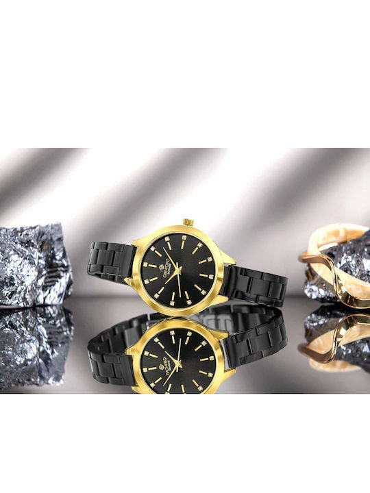 Giewont Womens Battery Watch With Black Metal Bracelet