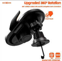 Moxom MX-VS105 Car Mobile Mount with Adjustable Hooks and Wireless Charging Black