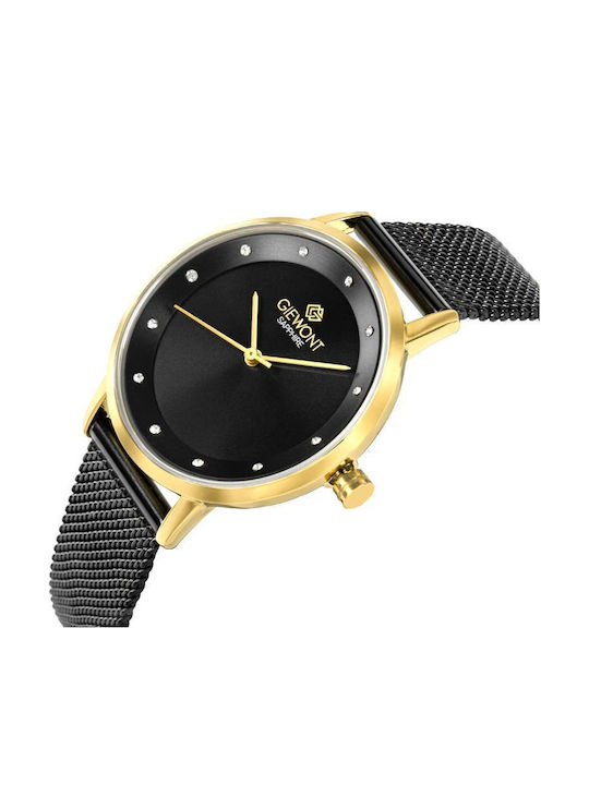 Giewont Womens Battery Watch With Black Metal Bracelet