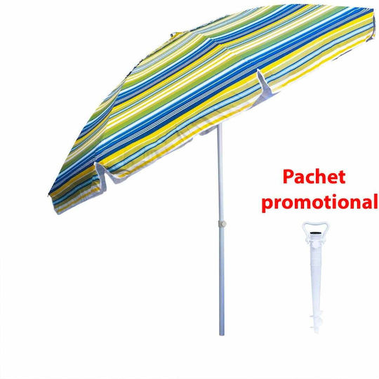 Folding Beach Umbrella Diameter 2.4m With UV Protection White