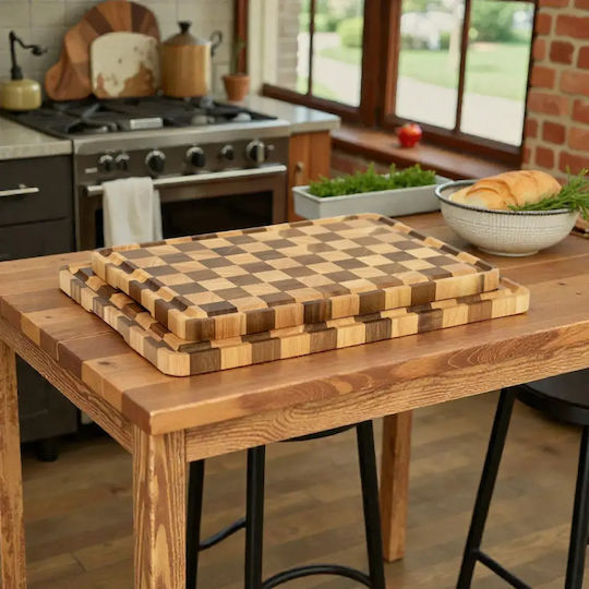 End Grain Wooden Serving Platter 35x24cm pl505.032