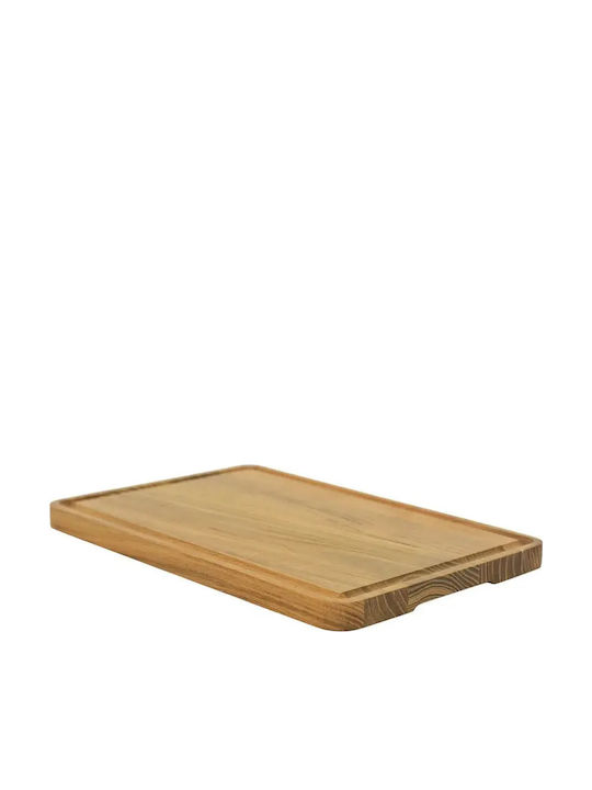 Ξύλινο Πλατώ Σερβιρίσματος Teak Με Αυλάκι 40x28 Εκ.