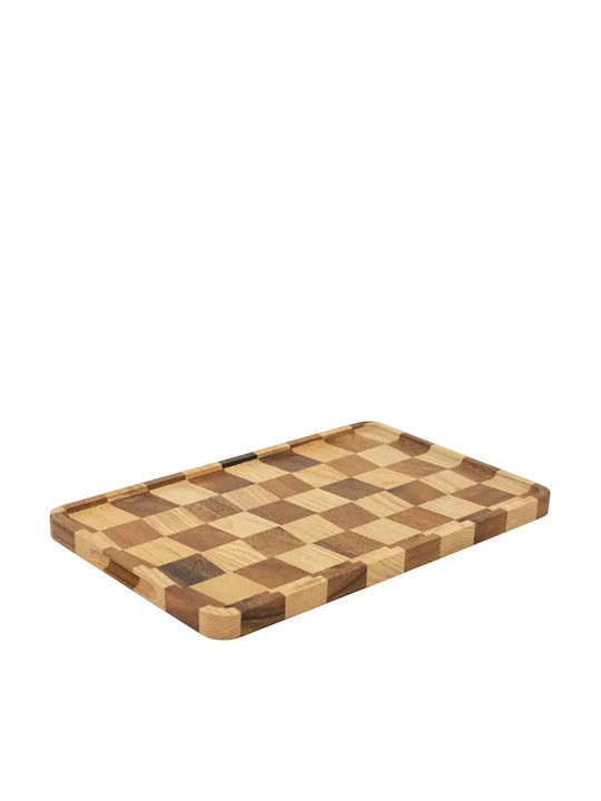 Ξύλινα Ορθογώνια Πιάτα End Grain Ακακίας & Rubberwood Με Τοίχωμα 38x24 Εκ.